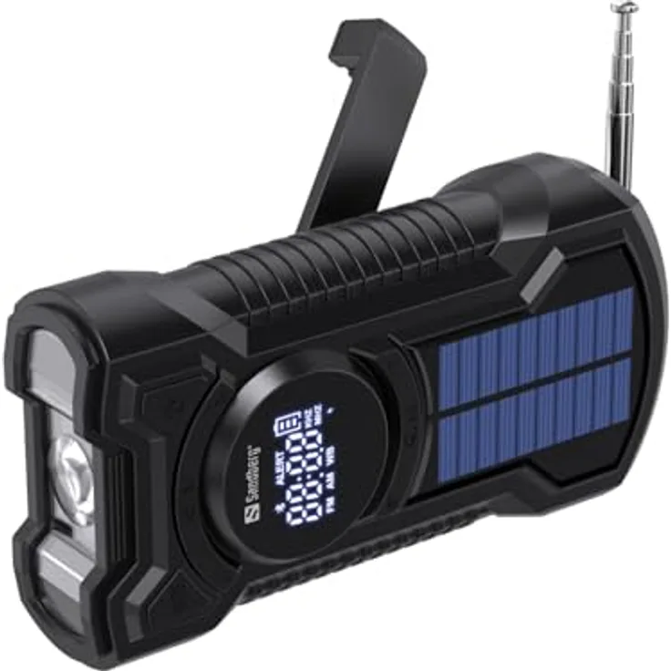 Sandberg Survivor Radio All-in1 5000, Powerbank mit 5000 mAh, Bluetooth-Lautsprecher und Solaraufladung, Schwarz