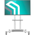 ONKRON TV Ständer rollbar für 32-65 Zoll TV bis zu 45 kg - Fernsehständer höhenverstellbar max VESA 600x400 TV Rollwagen Fernseher Standfuss/mobiler TV Ständer mit Rollen Weiß