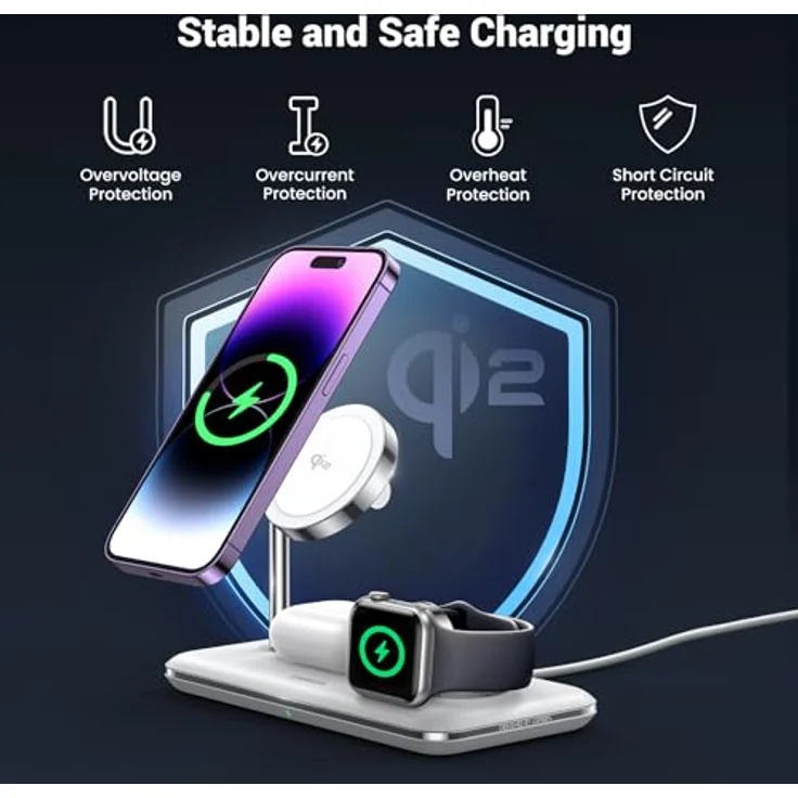 Ugreen Wireless Charger 3in1 (25 W), Ladestation für MacBook, iPhone und mehr, Weiss – Bild 4