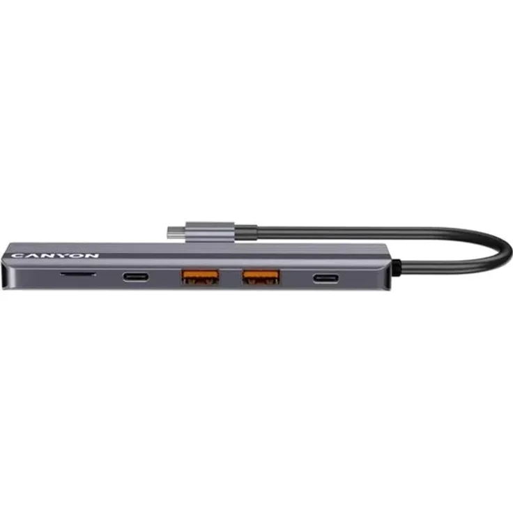 Canyon DS-17 6-in-1 USB-C Hub mit 4K HDMI, 10Gbps USB-A und USB-C, grau