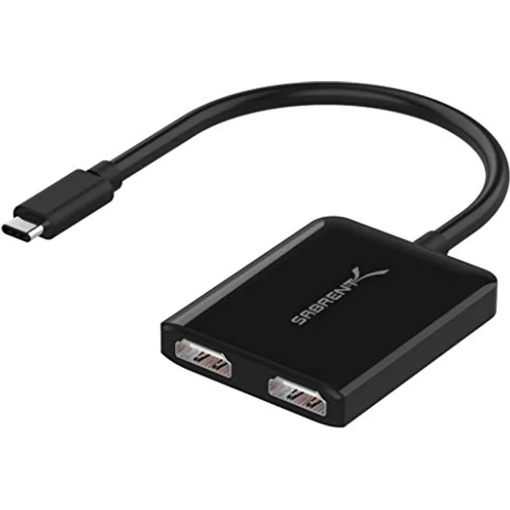 Sabrent USB C auf Dual-HDMI Adapter, HDMI Splitter, Type-C auf HDMI Monitorkonverter unterstützt 4K 3840 * 2160/60HZ nur mit Windows-Systemen kompatibel für PC, MacBook Galaxy und mehr (DA-UCDH)