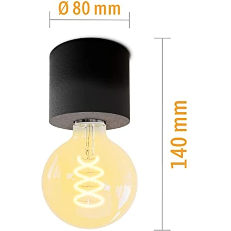 SSC-LUXon Design Decken Leuchte NAMBI inkl. Leuchtmittel LED Retro E27 Filament - Schwarz dimmbar extra warmes Licht – Bild 4