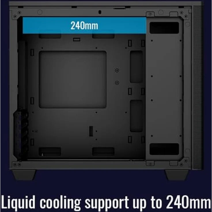 AeroCool Stormfront Mini-G-BK-V1 PC-Gehäuse, Micro-ATX und Mini-ITX Mainboard, 7 Lüfter Slots, unterstützt Wasserkühlung, Seitenfenster aus Temperglas, Schwarz – Bild 4