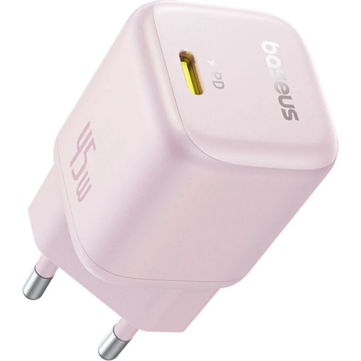 Baseus PicoGo Wall Charger, GaN Schnellladegerät mit 45W und USB-C, Baby Pink