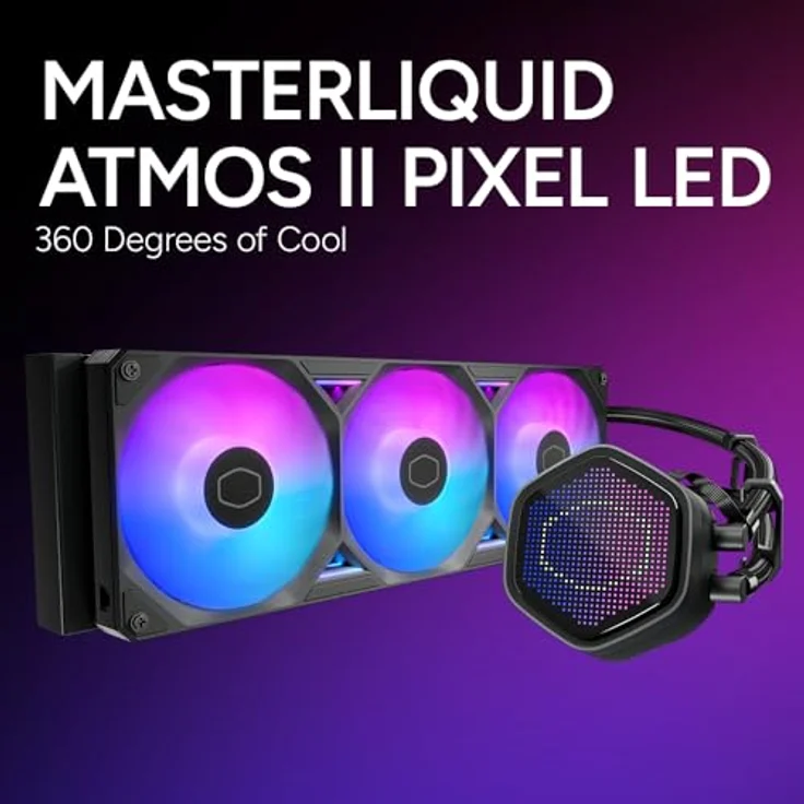 Cooler Master MasterLiquid 360 Atmos II, All-in-One CPU Wasserkühler mit RGB Pixel LCD, Schwarz – Bild 3