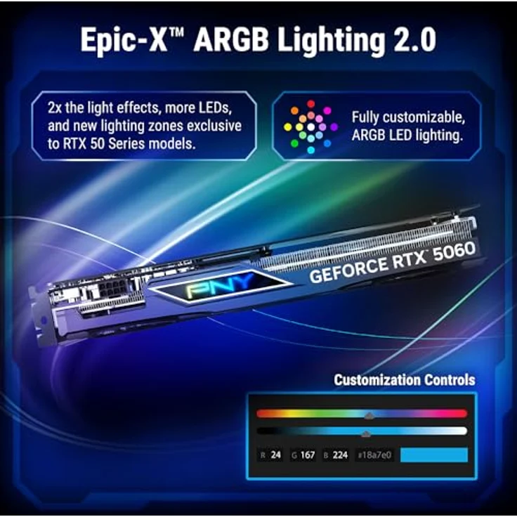 PNY GeForce RTX 5060, 8GB GDDR7 Grafikkarte mit 7680 x 4320 Pixel, PCIe x8 5.0, 3840 CUDA-Kerne, aktiv gekühlt – Bild 4