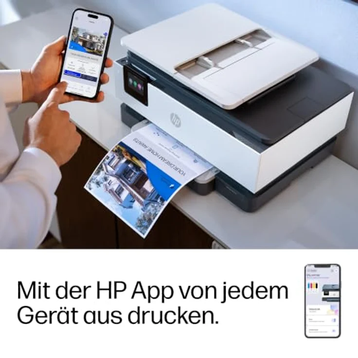HP OfficeJet Pro 8122 All-in-One 3 in 1 Tintenstrahl-Multifunktionsdrucker, grau, Duplex-Druck, farbiger Touchscreen, HP Instant Ink-fähig – Bild 7