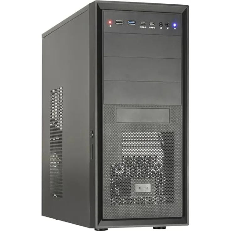 Inter-Tech IT-8862 PLAID ATX-Gehäuse, modernes Design mit USB-C 3.2 Gen2, integrierter Card Reader und Schlüsselschalter