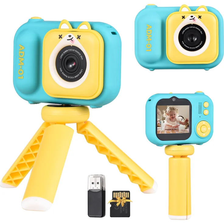 Lixada 1080P Kinder-Digitalkamera Mini-Videokamera, 48 MP mit 2,4-Zoll-IPS-Bildschirm, Dual Lens, 32 GB Speicherkarte & Desktop-Stativ, ideales Geschenk für Jungen und Mädchen