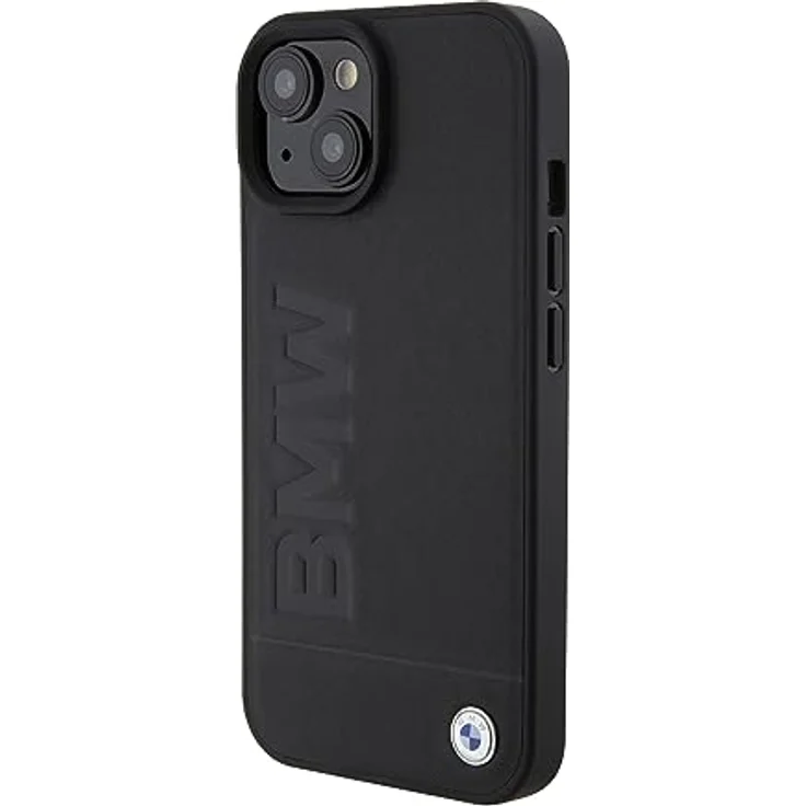 BMW BMHMP15SSLLBK iPhone 15 6.1" Hardcase in Schwarz mit Magsafe und geprägtem Logo aus natürlichen Materialien – Bild 2