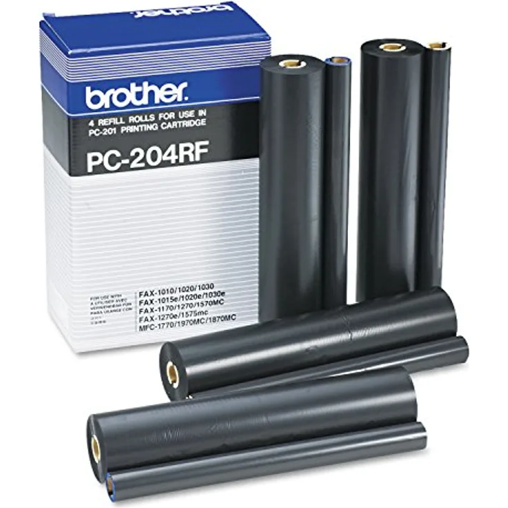 Brother PC-204RF, 4 Rollen Fax Thermotransfer-Rolle, schwarz, je ca. 420 Seiten, kompatibel mit FAX 1010/1020/1030/1170/MFC 1170/1780