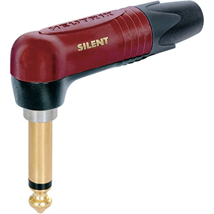 Neutrik NP2 RX-Au Silent, 2-poliger 6.3 mm Winkel-Klinkenstecker mit vergoldeten Kontakten und roter Beschichtung, "silent switch" für knackfreies Ein- und Ausstecken – Bild 1