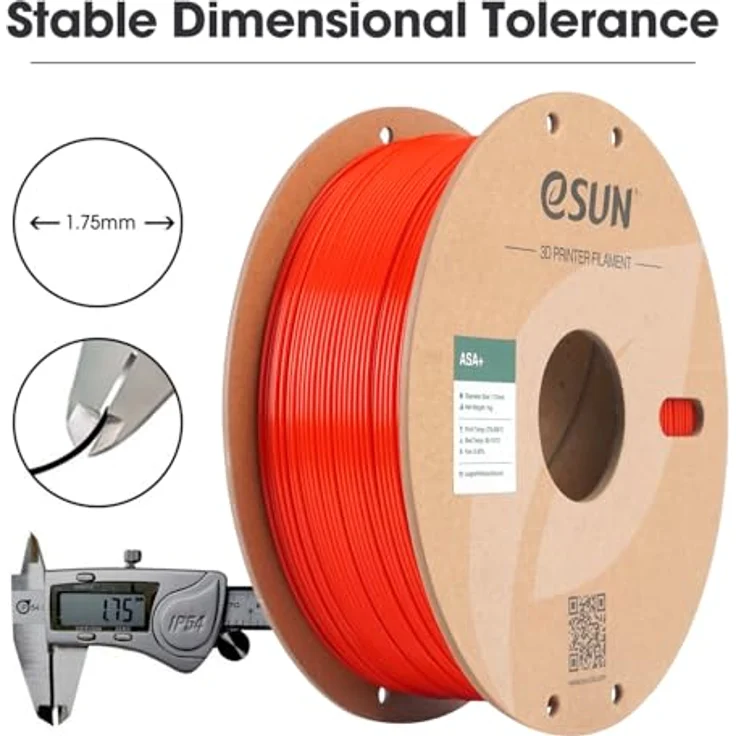eSUN ASA+ 1,75mm Rot, 3D Filament mit hoher UV- und Witterungsbeständigkeit, 1000g – Bild 3