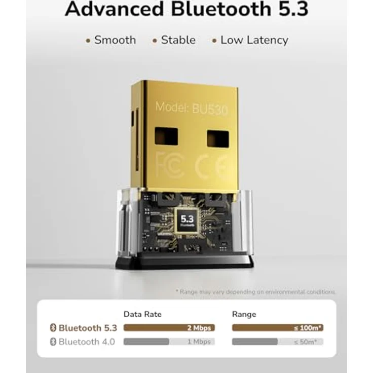 Cudy USB Bluetooth Adapter BU530, Bluetooth 5.3 Dongle Empfänger, Plug and Play, Nano-Größe, unterstützt Windows 11/10/8.1/7 für Desktop und Laptop, 2 Jahre Garantie – Bild 3