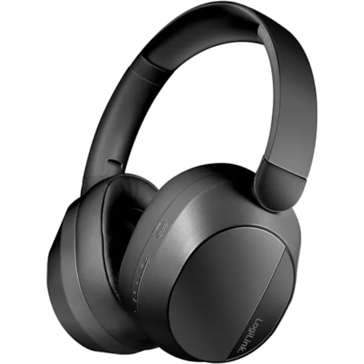 LogiLink BT0071 Over Ear Kopfhörer, Bluetooth® mit aktiver Geräuschunterdrückung (ANC), schwarz, 15 Stunden Akkulaufzeit