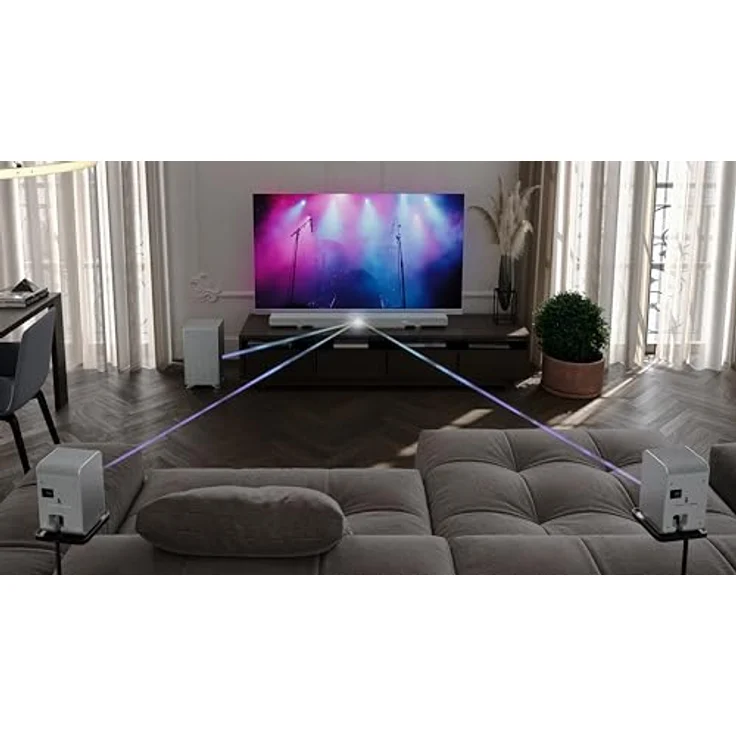 Sharp HT-SBW53121(SL) Q 3.1.2 Dolby Atmos/DTS:X Soundbar mit kabellosem Subwoofer, Silber, 360 W, 3.1 Kanal – Bild 9