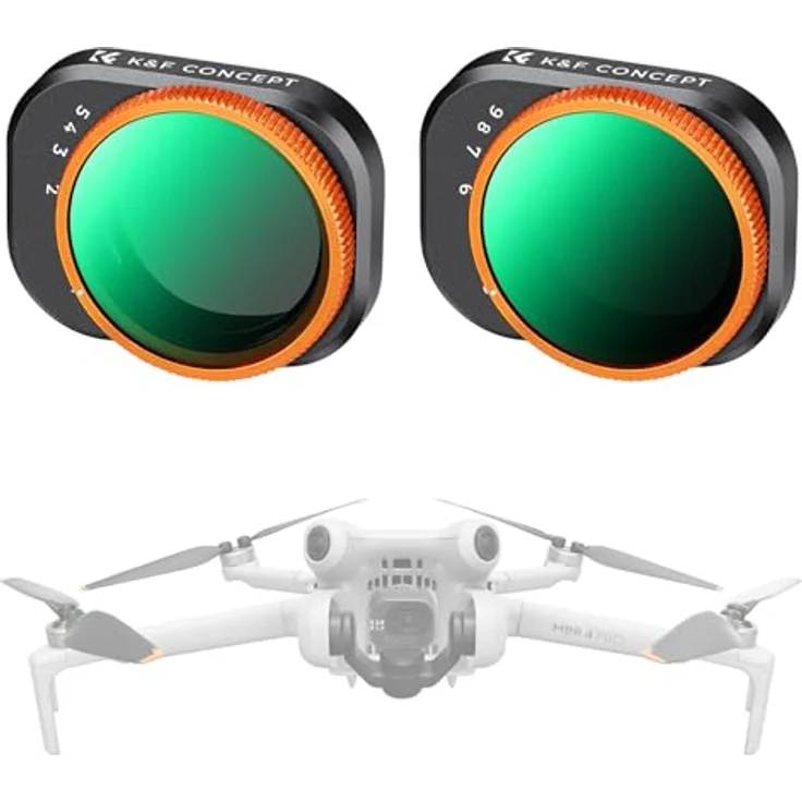 K&F CONCEPT Mini 4 Pro ND Filter, variabler ND2-32 und ND32-512, HD optisches Glas, Aluminium, kompatibel mit DJI Mini 4 Pro – Bild 1