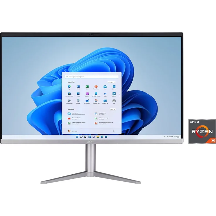 Acer Aspire C24-1300 All-in-One PC (23,8 Zoll, AMD Ryzen 3 7320U, AMD Radeon 610M, 8 GB RAM, 256 GB SSD) in Schwarz/Silber