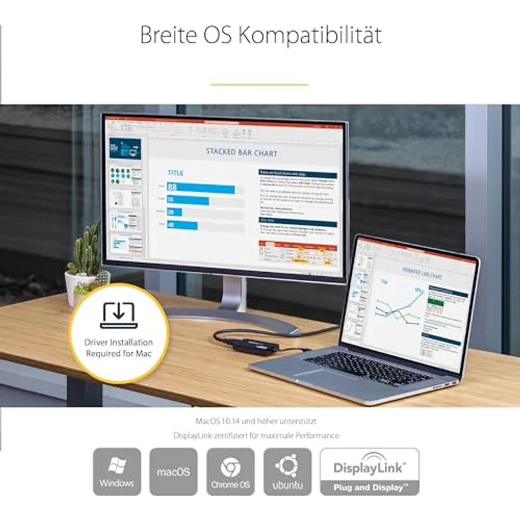 StarTech.com USB3.0 to 4K HDMI External Multi Monitor Video Graphics Adapter - Externer Videoadapter - DisplayLink DL-5500 - SuperSpeed USB3.0 - HDMI - Schwarz (USB32HD4K) – Bild 3