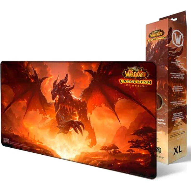 Blizzard World Of Warcraft Classic: Cataclysm Deathwing, XL Mauspads mit wasserabweisender Oberfläche und rutschfester Gummiunterlage, 900 mm x 420 mm x 4 mm – Bild 5