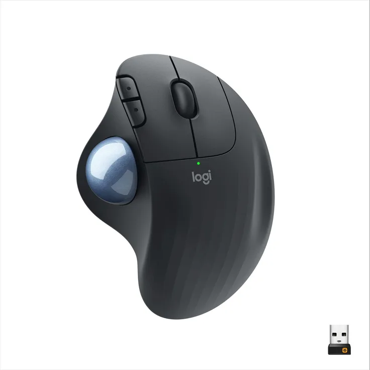 Logitech Ergo M575, Kabellose ergonomische Trackball-Maus mit reaktionsschneller Daumensteuerung, Schwarz