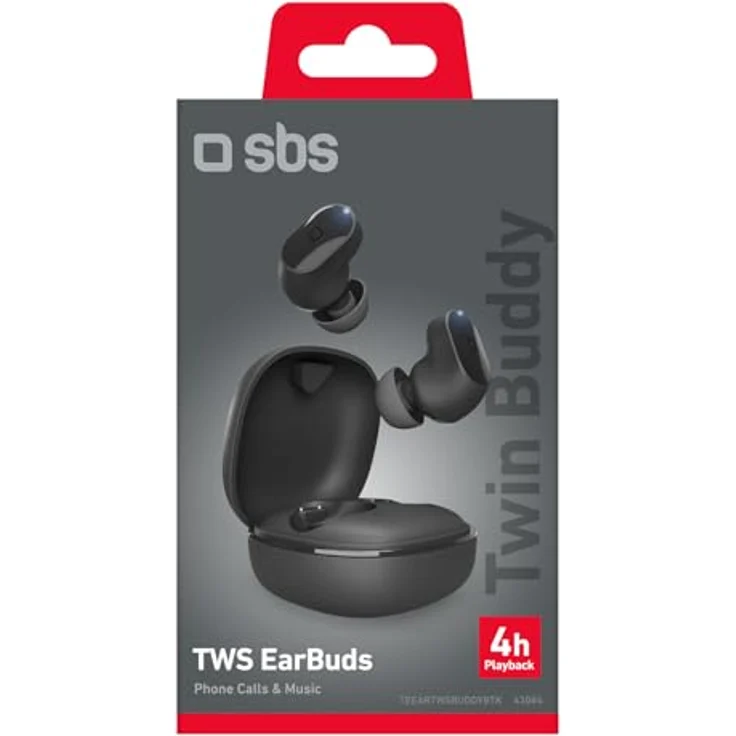 SBS Twin-Buddy In-Ear Schwarz TWS-BT-Headset IPX4 (4 h, Kabellos) - Spritzwassergeschützt, Ohrstöpsel, Schwarz – Bild 4