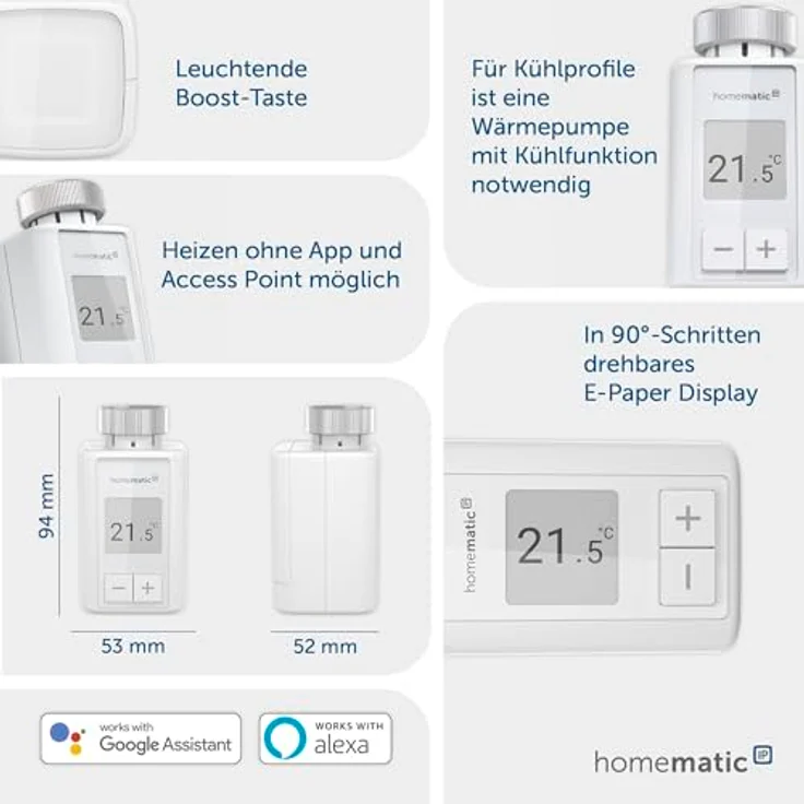 Homematic IP Smart Home Heizkörperthermostat - Flex, digitale Steuerung, Energie sparen, 160230A0 – Bild 3