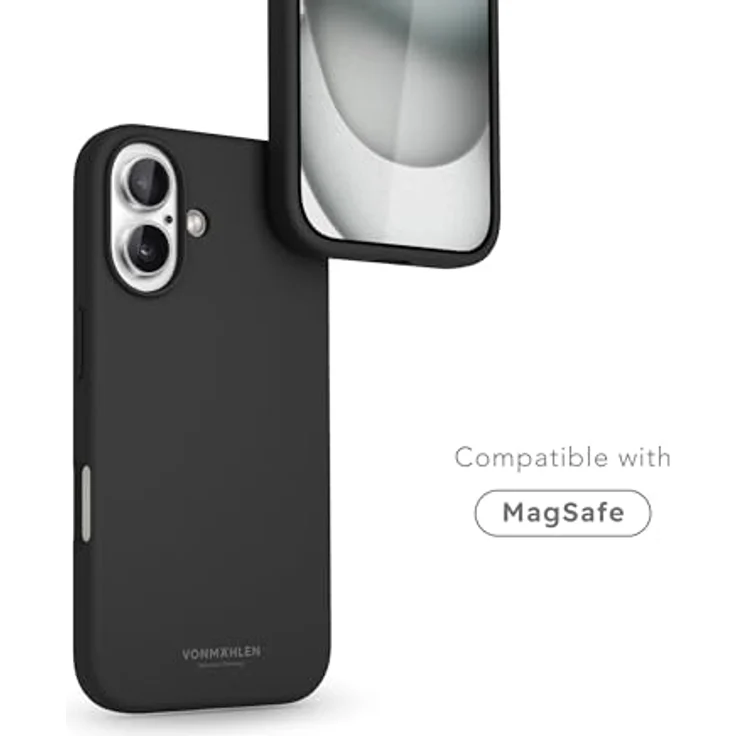 VONMÄHLEN Weiche Silikonhülle für iPhone, kompatibel mit Mag-Safe, aus 69% recycelten Materialien, mit Mikrofaserfutter und Kamera-Displayschutz – Bild 2