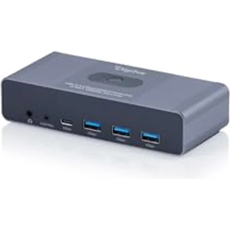 Digitus 2 Port KVM-Matrix-Switch, HDMI Fernbedienung, 4K@60Hz, USB-A und USB-C, für zwei Computer und zwei Monitore – Bild 1