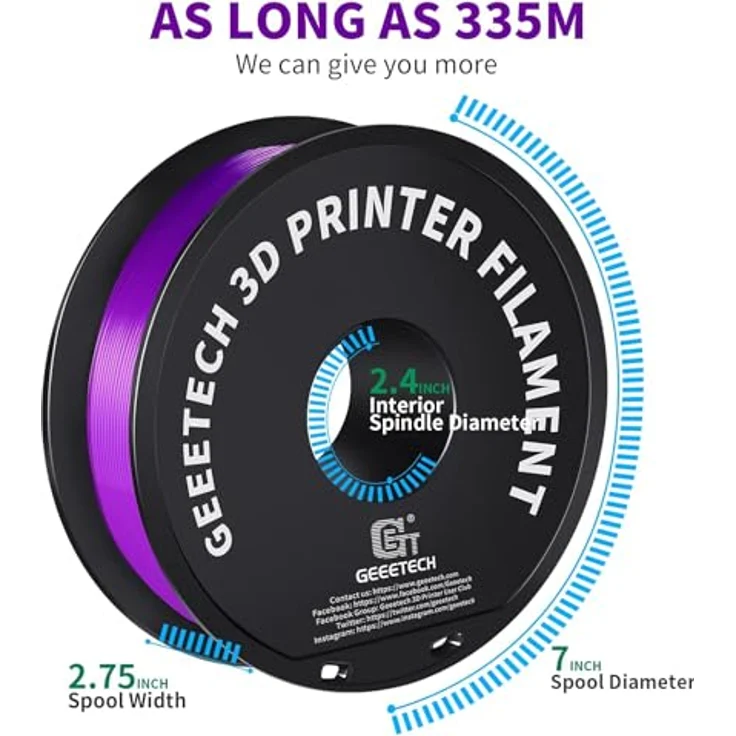 GEEETECH PLA Filament 1.75mm für 3D Drucker, 1kg Spule, lila, hohe Druckqualität – Bild 5