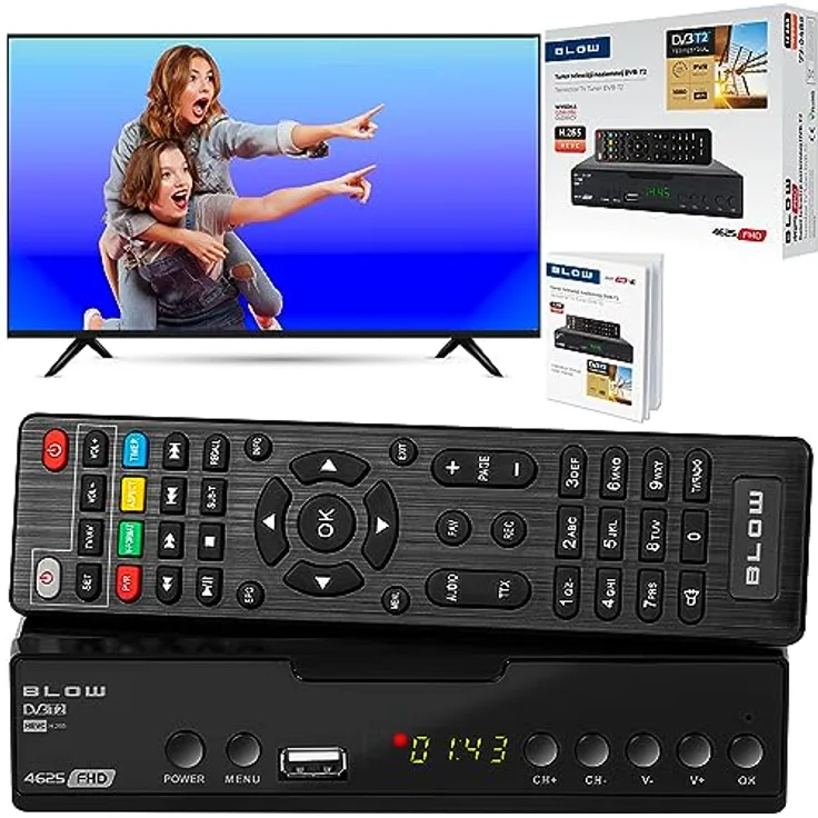Blow DEKODER DVB-T2 HEVC Tuner HD, USB HDMI, langlebig und robust
