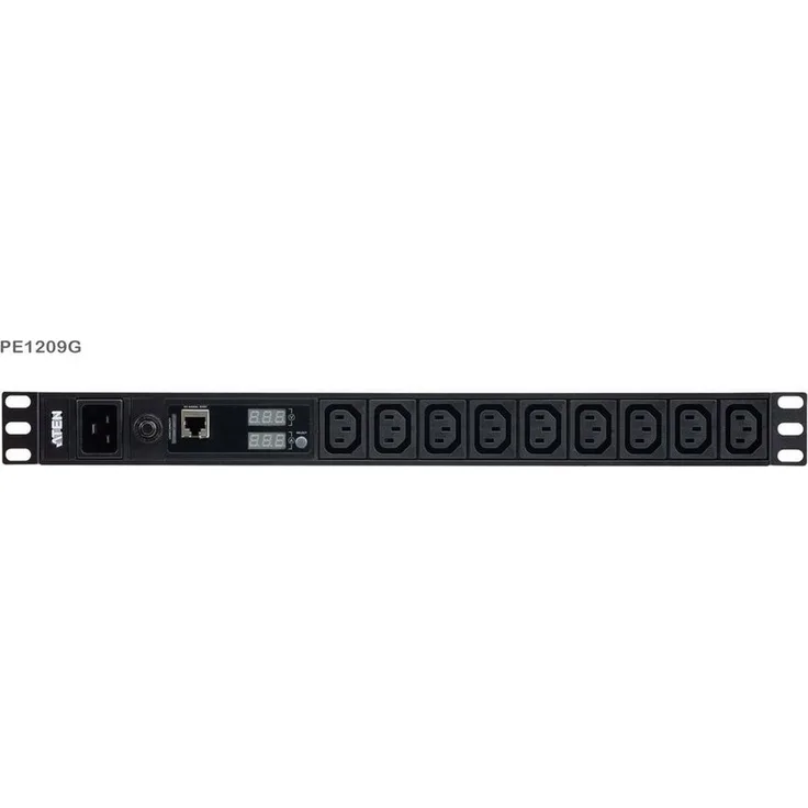 Aten PE1209G 1U Basis PDU mit Messfunktion Steckdosenleiste, Platzsparend rackmontierbares 1U-Design, dunkelgrau