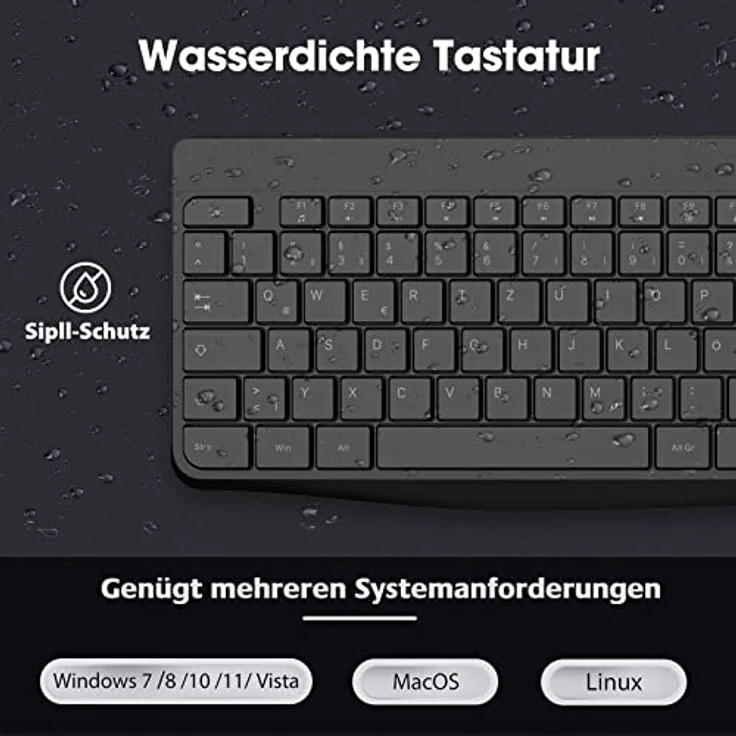KOORUI Tastatur und Maus Kabellos, Leise Maus Tastatur Set Deutsches Layout QWERTZ mit 12 Funktionstasten 2.4 GHz Tastatur Maus Set für Windows,MacOS,Linux-Schwarz (Batterie Nicht Enthalten) – Bild 3