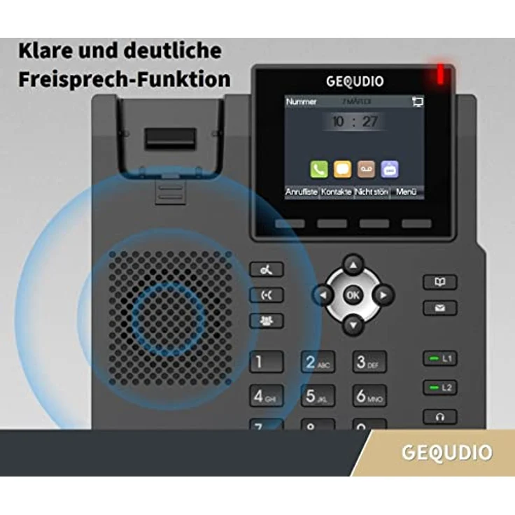 GEQUDIO IP Telefon GX3+ Set mit Netzteil Adapter - SIP VoIP - Fritzbox, Telekom kompatibel - Freisprechen & Farbdisplay - Deutsche Anleitung (PDF) für Fritz Box, Sipgate, Telekom Speedport – Bild 3