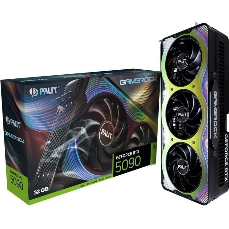 Palit Palit GeForce RTX 5090 GameRock Grafikkarte (32 GB, GDDR7) mit TurboFan 4.0 und Chameleon Panel, Schwarz