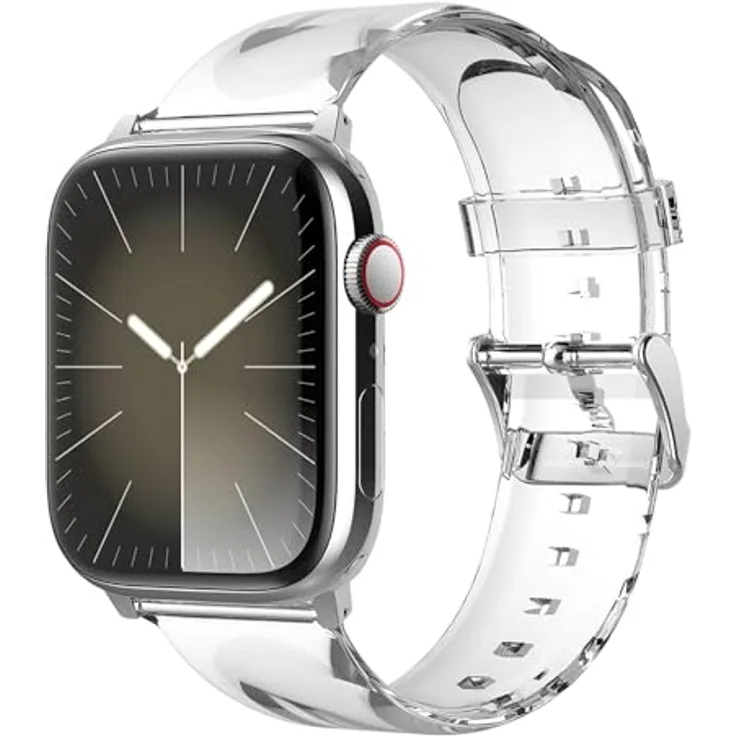 elago Clear Band, Transparentes Smartwatch Ersatzband für Apple Watch 10/9/8/SE2/7/SE/6/5/4 und Ultra 2/Ultra [49/46/45/44/41/40/38/39mm], aus strapazierfähigem TPU-Material, ergonomisches Design, austauschbare Schnalle