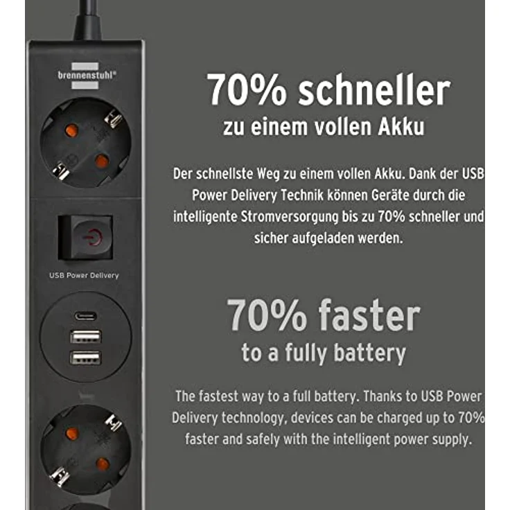 Brennenstuhl Steckdosenleiste mit USB 5-fach 1.5m schwarz – Bild 2
