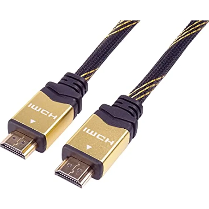 PremiumCord Gold 4K High Speed ​​HDMI + Ethernet Kabel 10 m, Kompatibel mit Video 4K 2160p, FULL HD 1080p, Deep Color, 3D, ARC, HDR, 10,2Gbps, vergoldete Anschlüsse, schwarz-gold