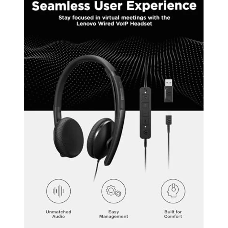 Lenovo WIRED VOIP HEADSET, Hochwertiges Material, Flexibel Gestaltet, Langlebig – Bild 6