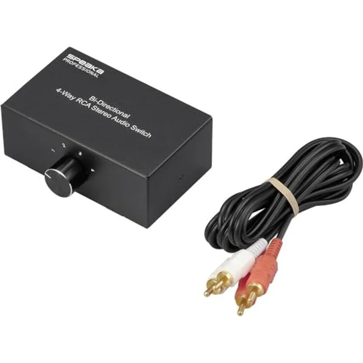 SpeaKa Professional SP-AS-500, 4 Port Cinch-Audio-Switch im Metallgehäuse, bidirektionaler Audioverteiler mit 4 Kanälen – Bild 3