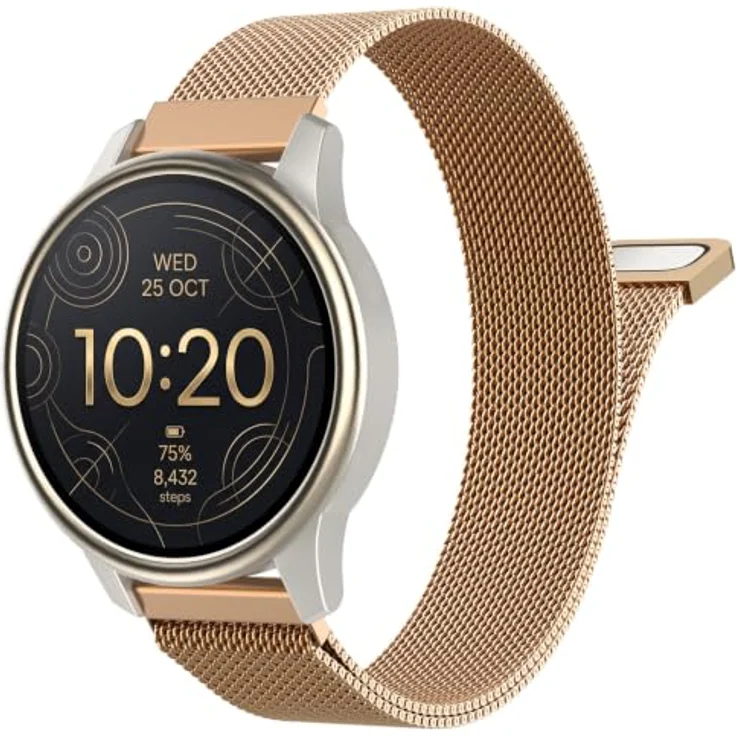 Astorgos 20mm Metall Armband, kompatibel mit Garmin vivoactive 6/5/3, atmungsaktives Edelstahl-Mesh, magnetisches Schnallendesign, wasserdicht – Bild 1