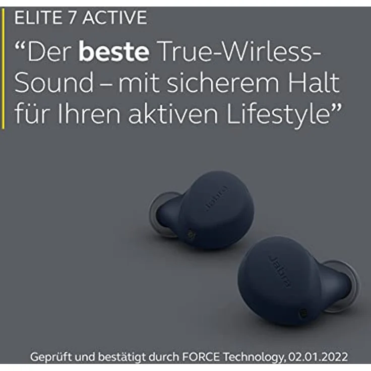 Jabra Elite 7 Active In Ear Bluetooth Earbuds - True Wireless Sport Kopfhörer mit ShakeGrip für sicheren Halt und anpassbarer, aktiver Geräuscheunterdrückung - Dunkelblau, Einheitsgröße – Bild 4