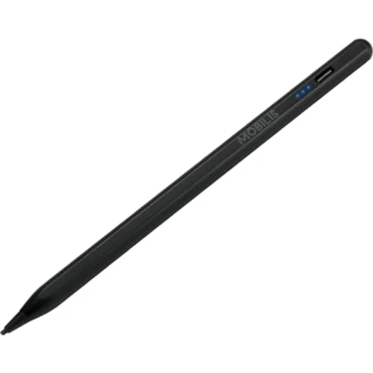 Mobilis Universal Active Stylus, Eingabestift mit 1.45 mm Spitze, schwarz, für Tablets, 10 Stunden Akkulaufzeit, präzise Navigation und Zeichnen, USB-A/USB-C Ladefunktion