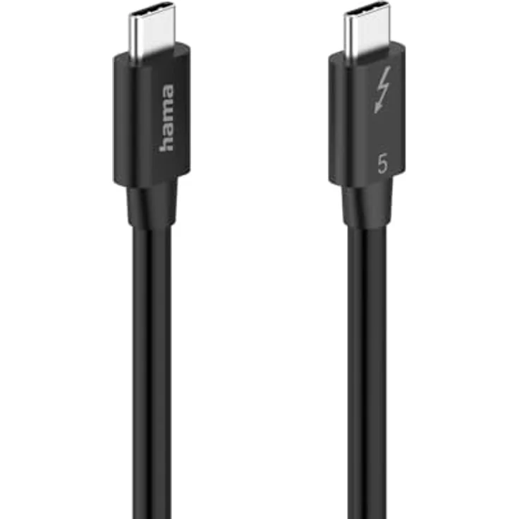 Hama Thunderbolt-5 Kabel, 1 m USB-C auf USB-C, 80 Gbit/s, 5 A, 240 W, Ultra-HD 8K, schwarz, versandkostenfrei – Bild 2