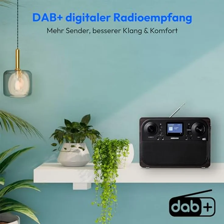 MEDION P66700 DAB+ Radio (DAB Plus UKW Radiowecker, dimmbares TFT Farb Display, Bluetooth, 12/24 Std. Uhrzeit, Wecker, Holzgehäuse, Kopfhöreranschluss, AUX, Stabantenne) braun – Bild 2