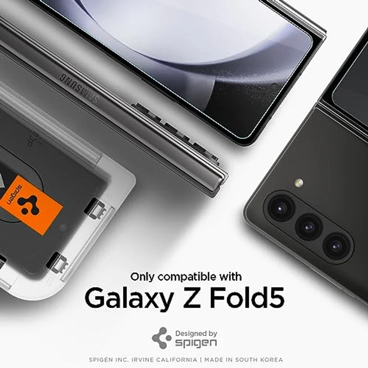 Spigen Glas.tR EZ Fit Schutzfolie kompatibel mit Samsung Galaxy Z Fold 5, 2 Stück Schutzglas für externe Display, Kratzfest, Hüllenfreundlich, Touch reaktiv – Bild 3