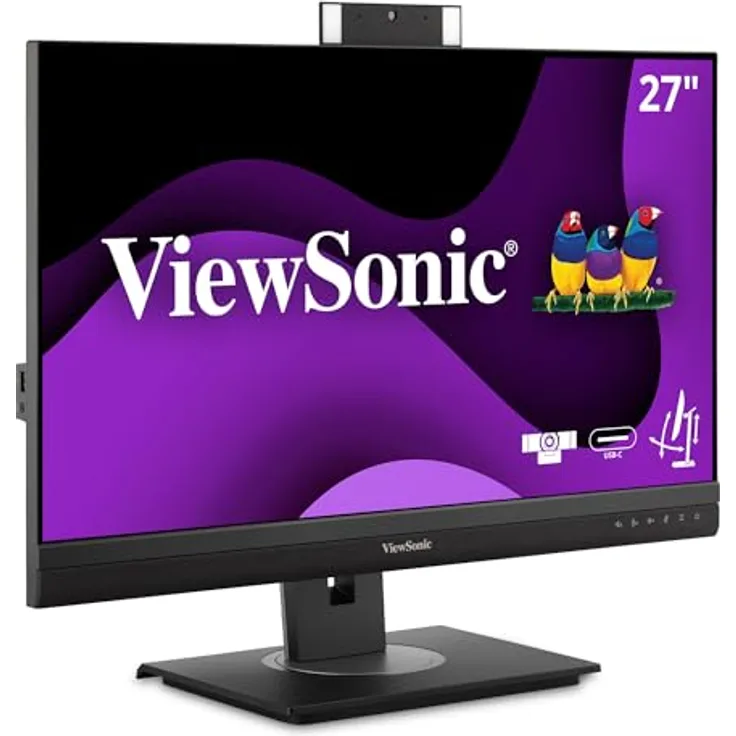 Viewsonic VG2756V-2K 68,6 cm (27 Zoll) Büro Monitor (QHD, IPS-Panel, HDMI, DP, RJ45 Ethernet, USB C, Höhenverstellbar, Webcam, Lautsprecher, Eye-Care, 4 Jahre Austauschservice) Schwarz