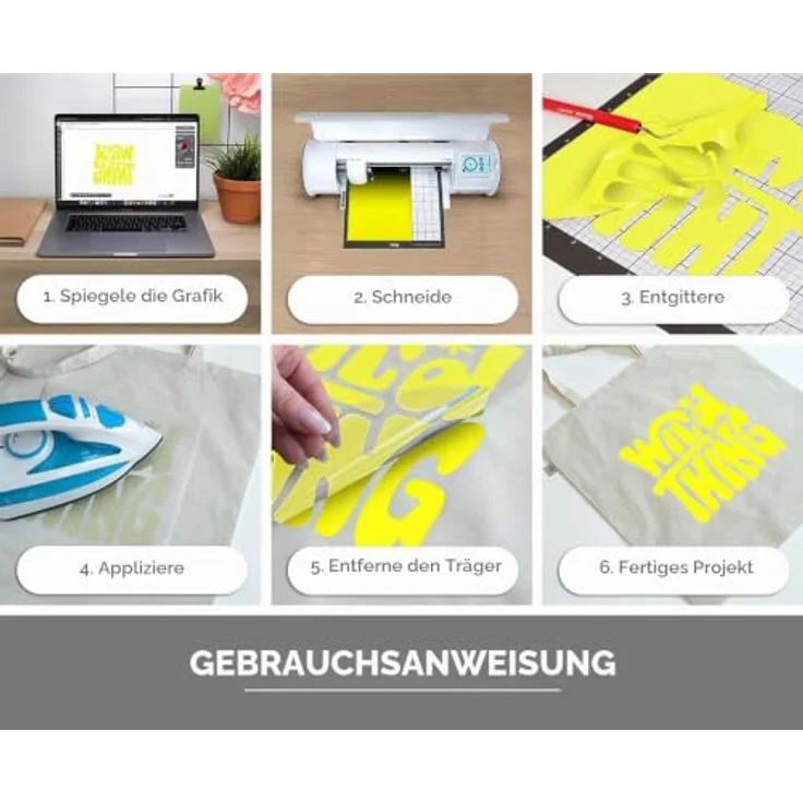 Siser Fluo Transferfolie, PVC-frei, Schnittbreite 30 cm, gelb, hohe Waschbeständigkeit – Bild 3