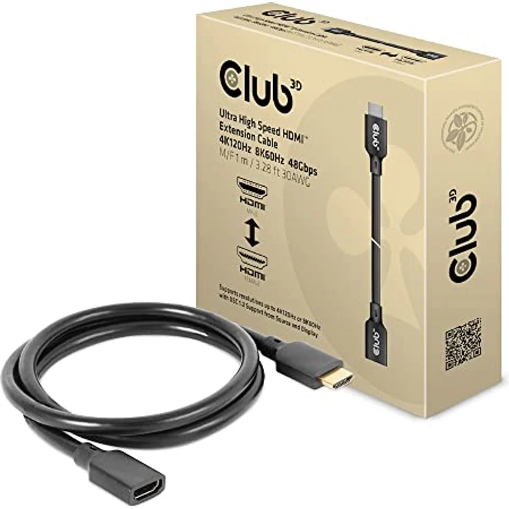 CLUB3D CAC-1322 Ultra High Speed HDMI™ Verlängerungskabel 4K120Hz 8K60Hz 48Gbps St./B. 1 m 30AWG – Bild 1