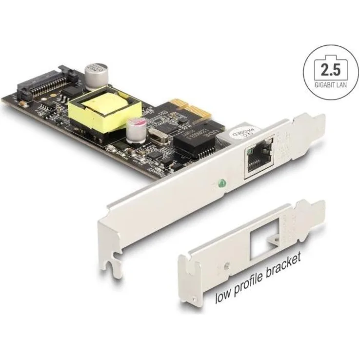 Delock PCI Express x1 Karte auf 1 x 2,5 Gigabit LAN PoE+ i22, Netzwerkadapter mit Intel i225V Chipsatz und Power over Ethernet Unterstützung